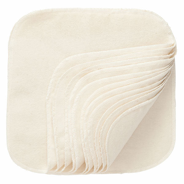 Natural Cotton Washable Baby Wipes - 12 Per Package