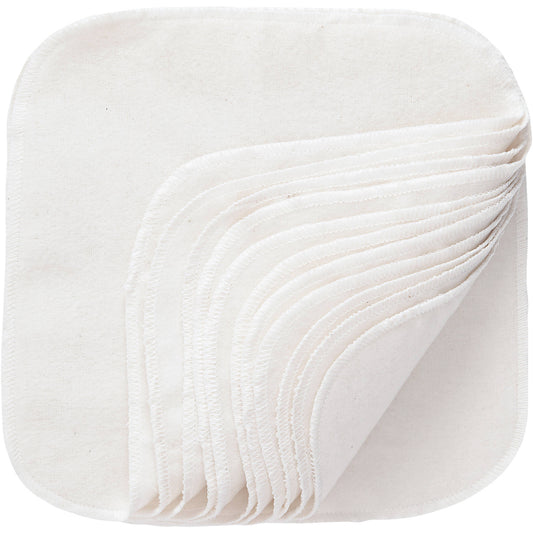 White Cotton Washable Wipes - 12 Per Package